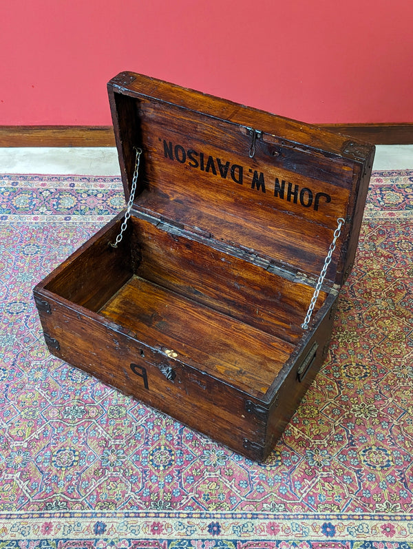 Antique Early 20th Century Pine Military Chest