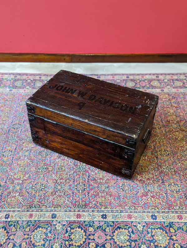 Antique Early 20th Century Pine Military Chest