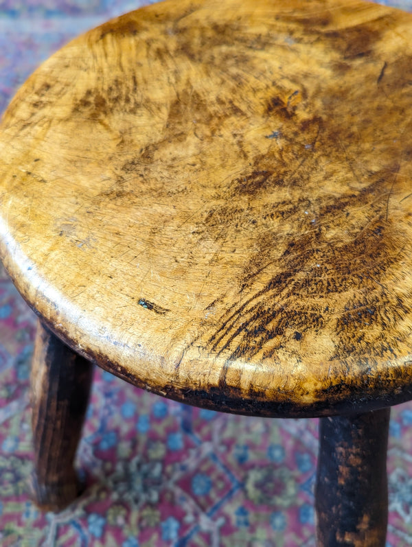 Antique Victorian Elm Milking Stool