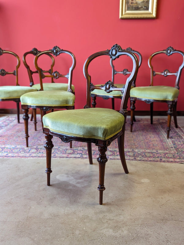 Set of Six Antique Victorian Rosewood Dining Chairs