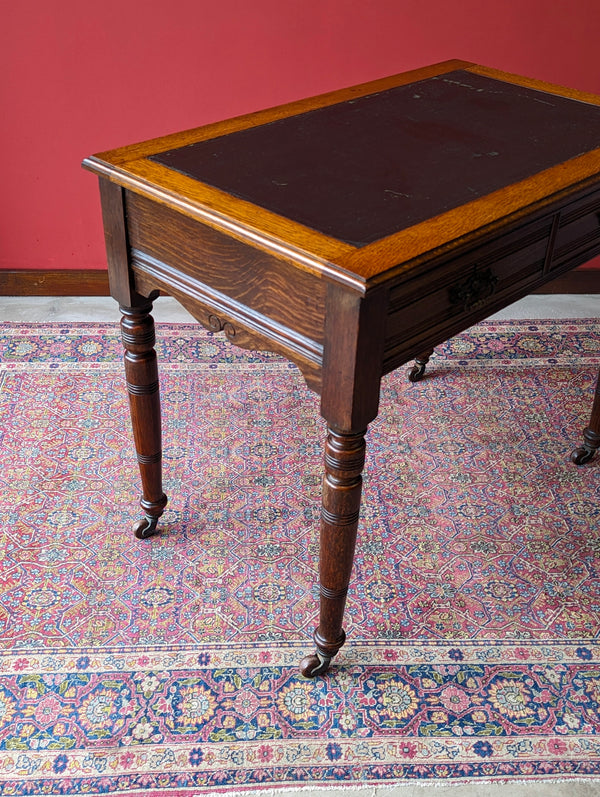 Antique Edwardian Oak Writing Table / Desk