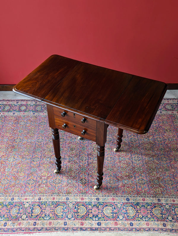 Antique 19th Century Mahogany Drop Leaf Work Table / Pembroke Table