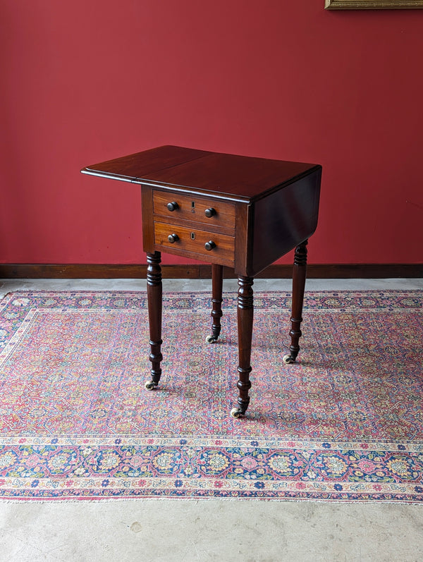 Antique 19th Century Mahogany Drop Leaf Work Table / Pembroke Table