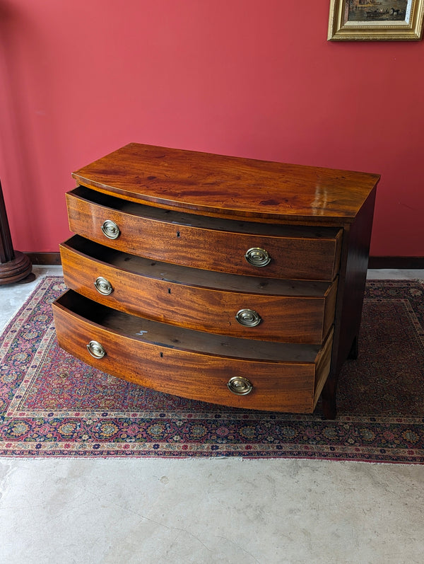 Antique Early 19th Century Mahogany Bow Front Chest of Drawers