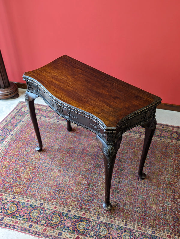 Antique Victorian Mahogany Fold Over Card Table by Maple & Co