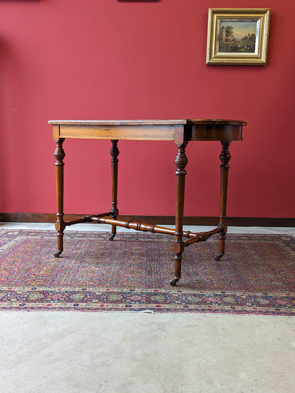 Antique Victorian Mahogany Green Leather Topped Library Table Desk