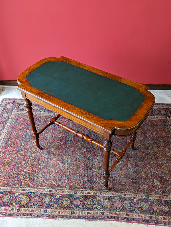 Antique Victorian Mahogany Green Leather Topped Library Table Desk