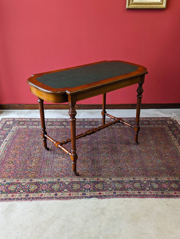 Antique Victorian Mahogany Green Leather Topped Library Table Desk