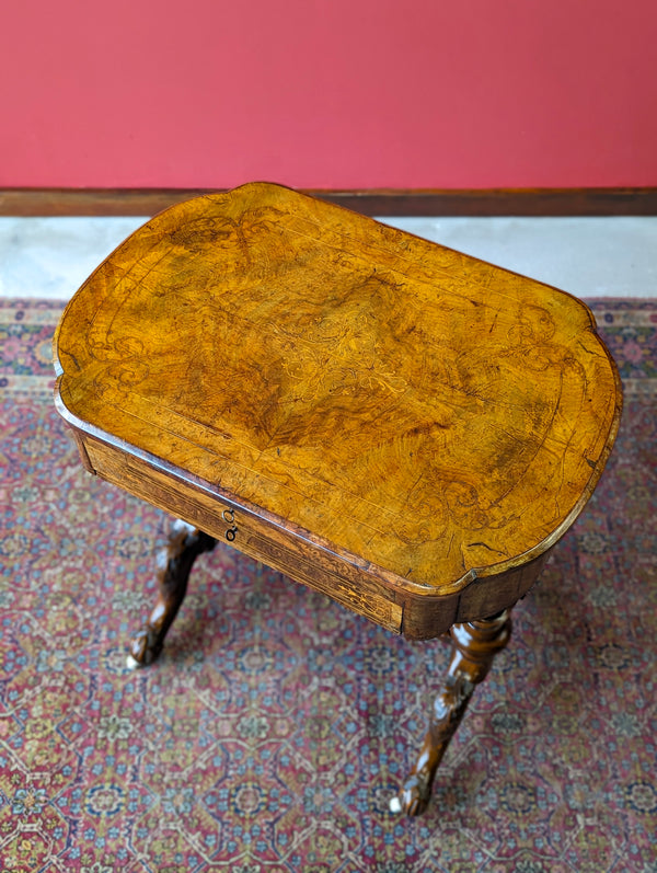 Antique Early Victorian Walnut Writing Table / Sewing Table