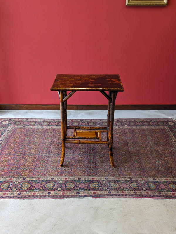 Antique Victorian Bamboo & Lacquer Side Table