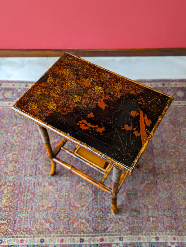 Antique Victorian Bamboo & Lacquer Side Table