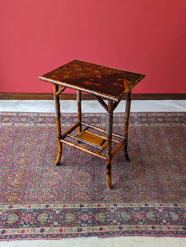 Antique Victorian Bamboo & Lacquer Side Table