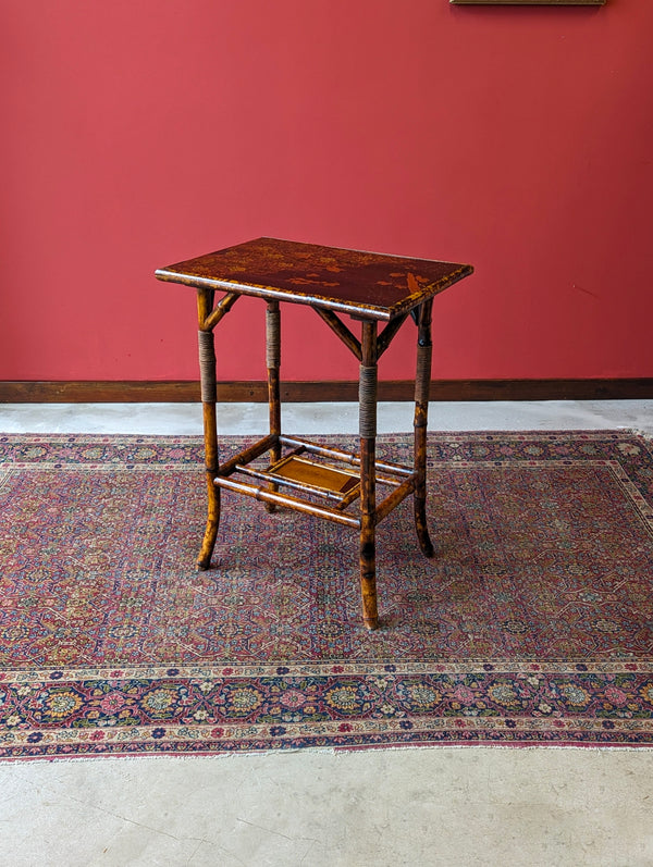 Antique Victorian Bamboo & Lacquer Side Table