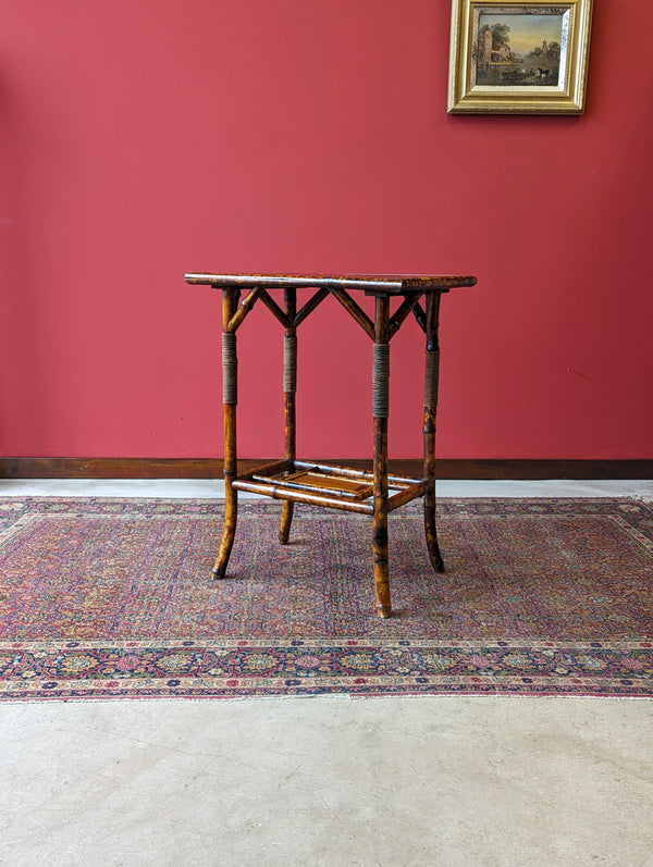 Antique Victorian Bamboo & Lacquer Side Table