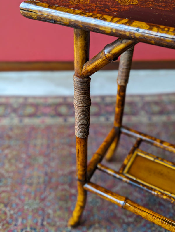 Antique Victorian Bamboo & Lacquer Side Table