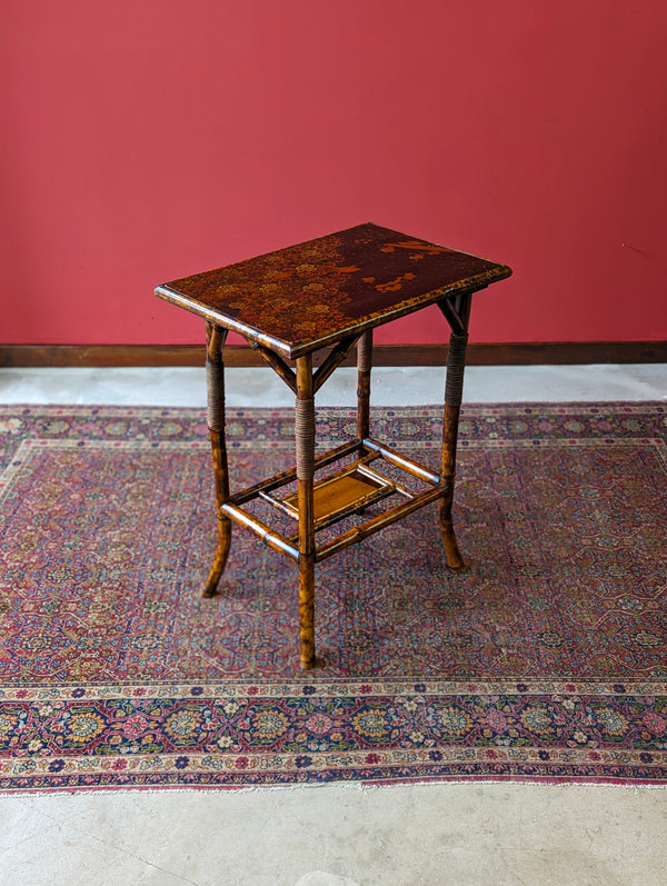 Antique Victorian Bamboo & Lacquer Side Table