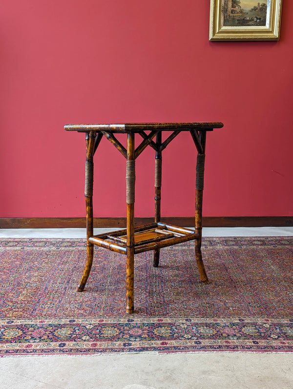 Antique Victorian Bamboo & Lacquer Side Table