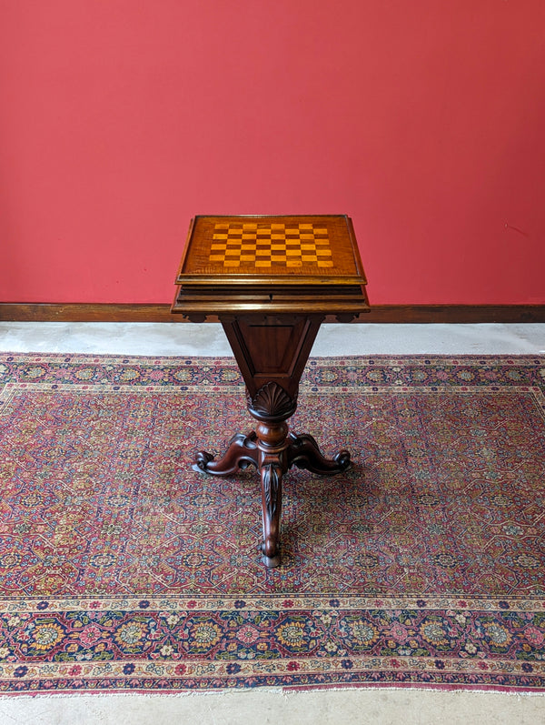 Antique Victorian Mahogany Games Table / Chess Table