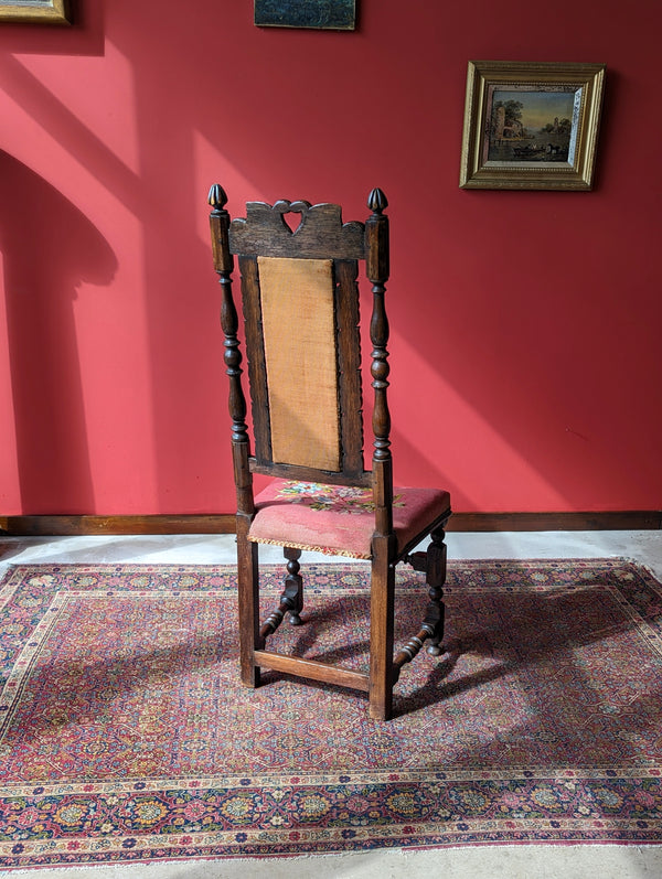 Antique Georgian Tapestry Upholstered Oak Side Chair