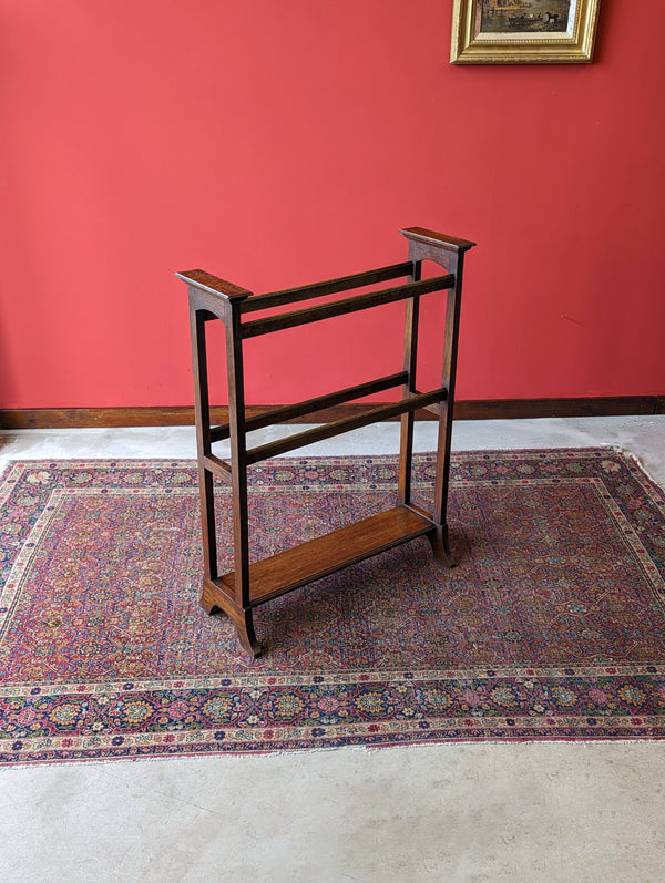 Antique Arts & Crafts Oak Towel Rail Stand