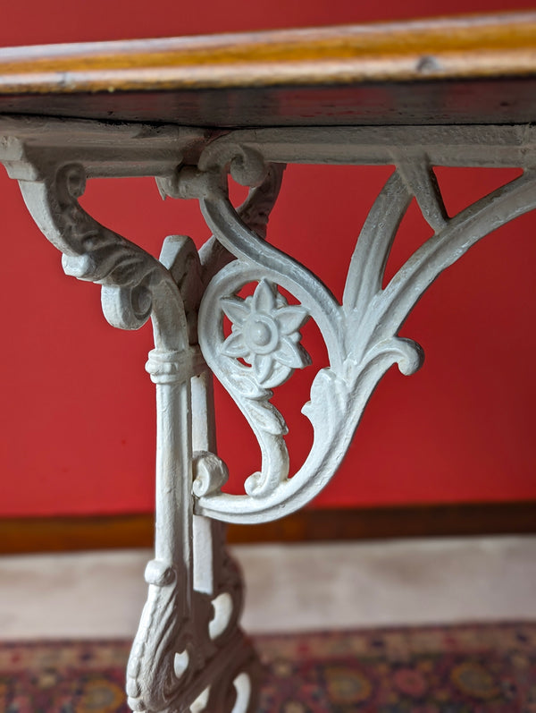 Antique Victorian Coalbrookdale Style Cast Iron Pub Table / Garden Table