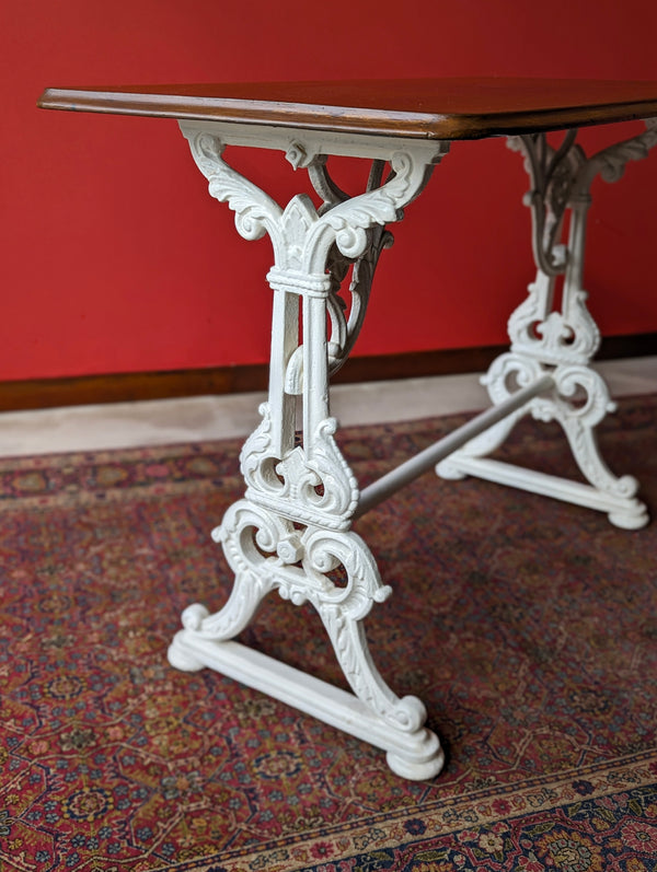 Antique Victorian Coalbrookdale Style Cast Iron Pub Table / Garden Table