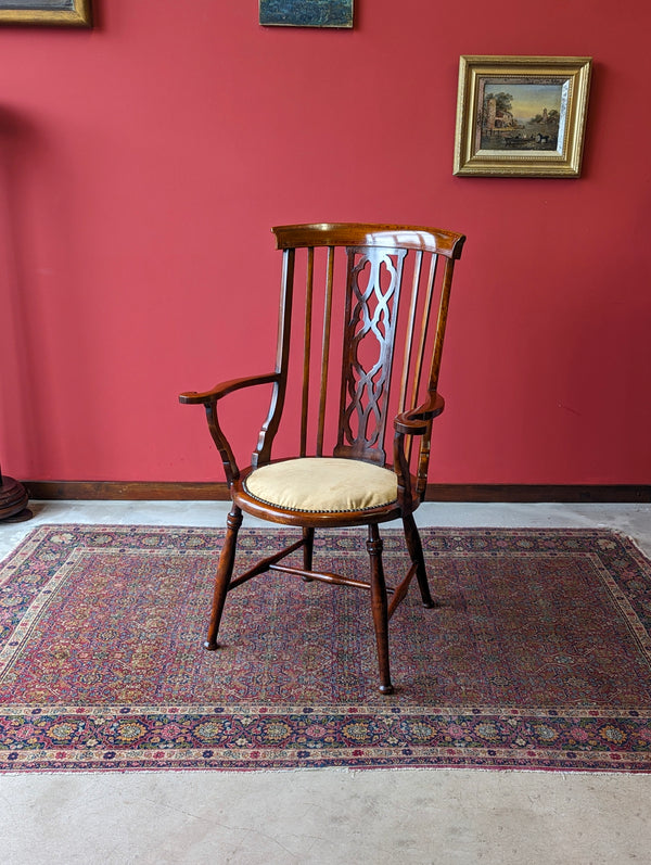 Antique Edwardian Mahogany Windsor Chair / Desk Chair