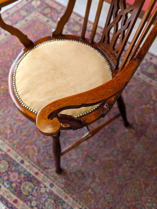 Antique Edwardian Mahogany Windsor Chair / Desk Chair