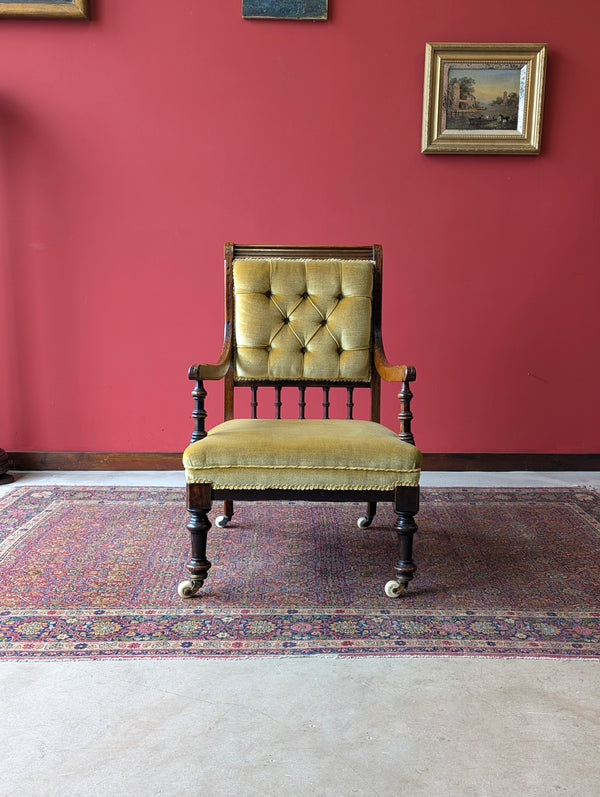 Antique Victorian Upholstered Mahogany Armchair