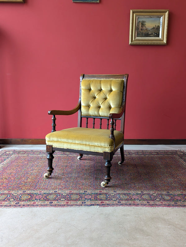 Antique Victorian Upholstered Mahogany Armchair