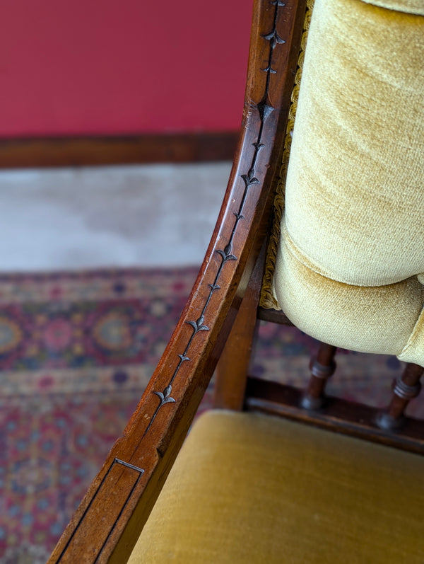 Antique Victorian Upholstered Mahogany Armchair