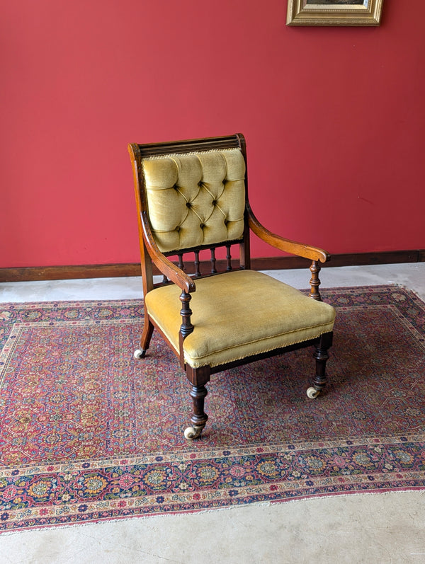 Antique Victorian Upholstered Mahogany Armchair