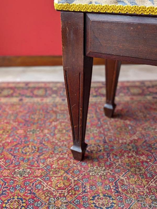 Antique Edwardian Mahogany Duet Piano Stool / Window Seat