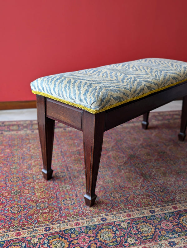 Antique Edwardian Mahogany Duet Piano Stool / Window Seat