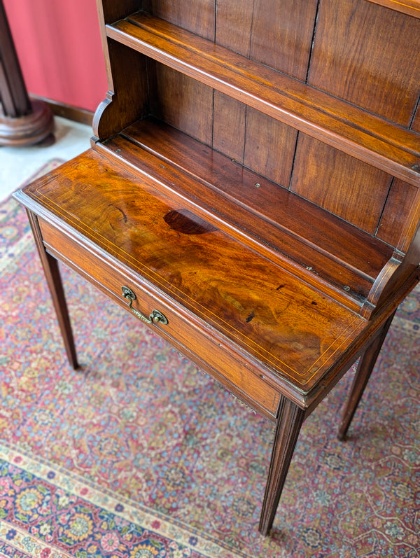 Antique Victorian Mahogany Writing Table Desk with Bookcase