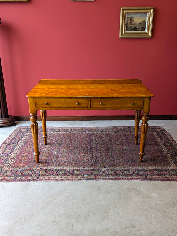 Antique Victorian Satin Birch Writing Table Desk