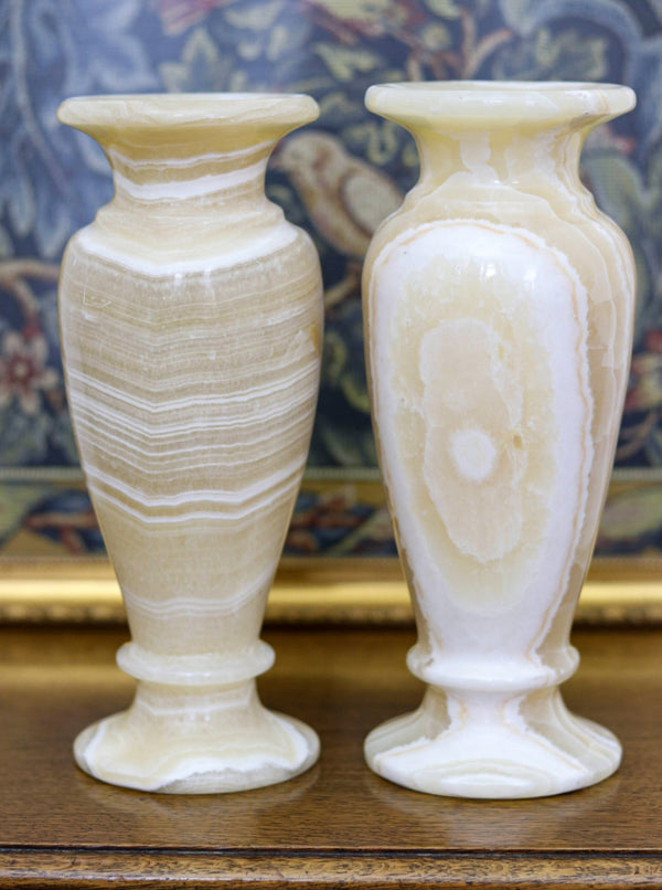 Pair of Vintage Alabaster Stone Vases