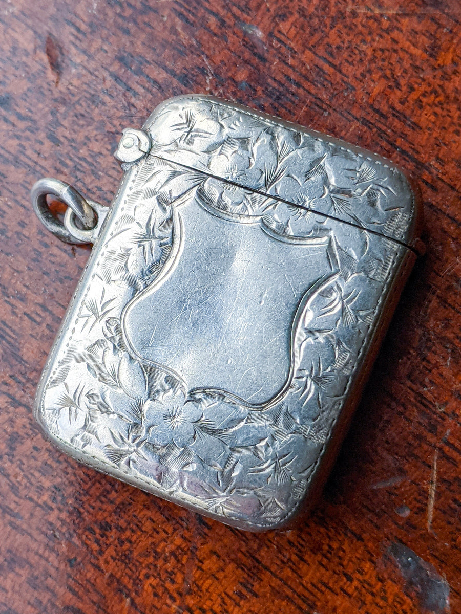 Floral Engraved Silver Vesta – Founders Antiques