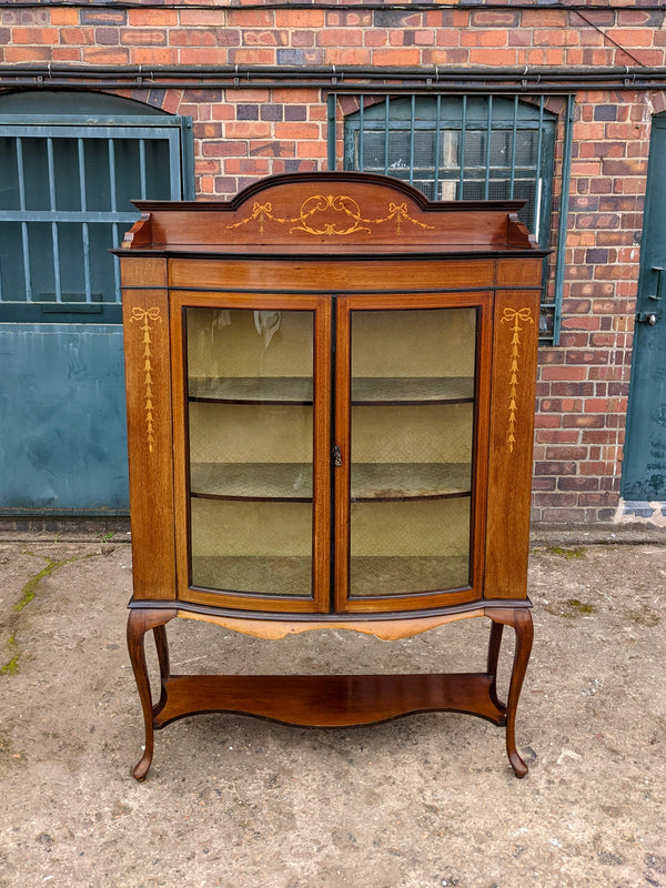 Late 19th Century Inlaid Mahogany Glass Display Cabinet