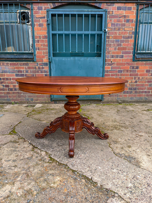 Large Extending Victorian Mahogany Oval Pedestal Table