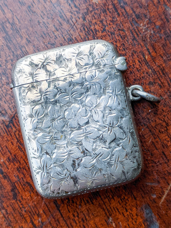 Floral Engraved Silver Vesta