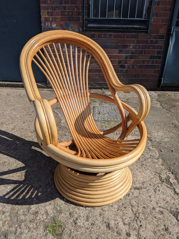 Pair of Mid Century Swivel Rocking Bamboo Chairs