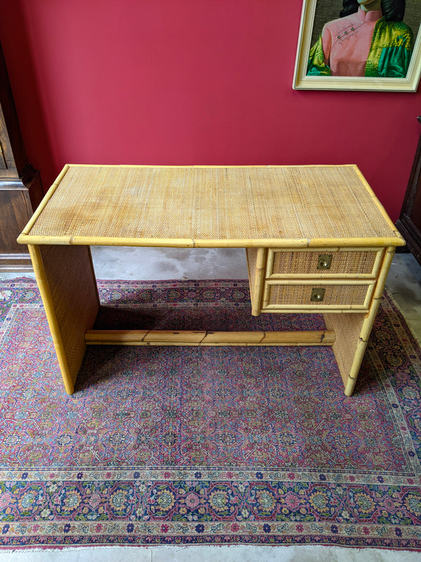 Mid Century Italian Dal Vera Bamboo & Rattan Desk