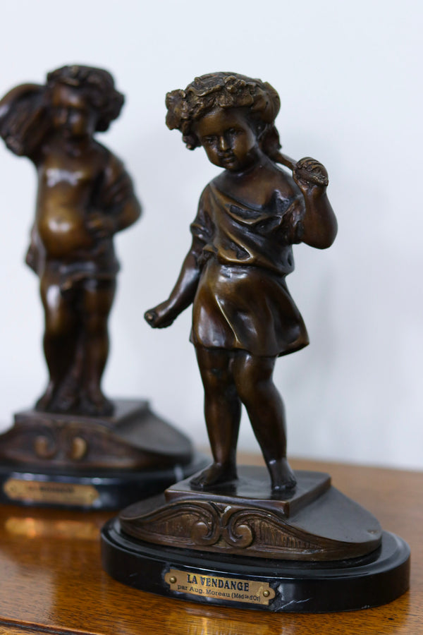 Pair of French Bronze Figures After Auguste Moreau