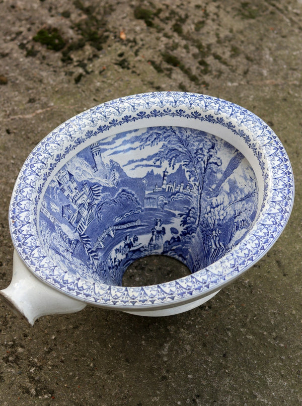 Victorian Antique Blue and White Toilet Bowl