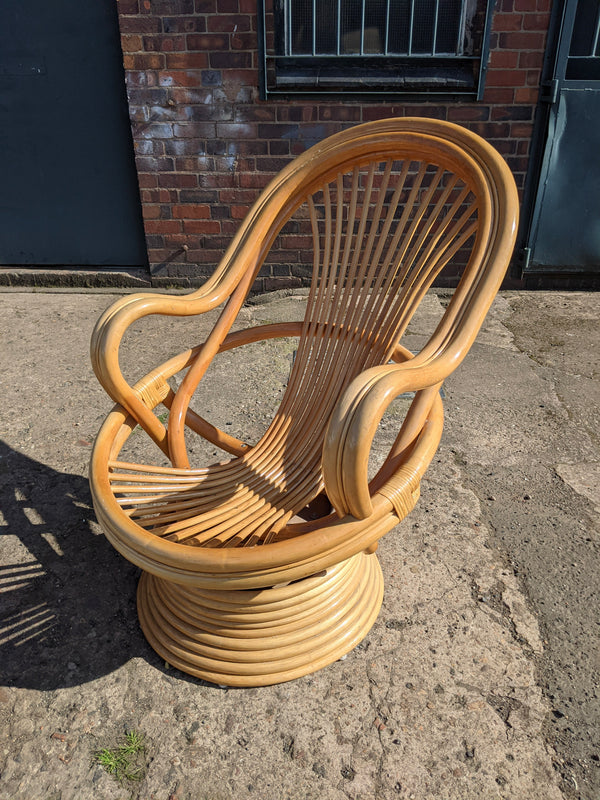 Pair of Mid Century Swivel Rocking Bamboo Chairs