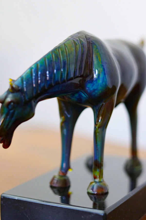 Chinese Tang Style Peking Glass Horse