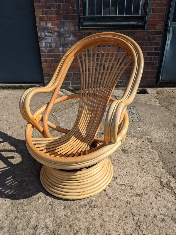 Pair of Mid Century Swivel Rocking Bamboo Chairs