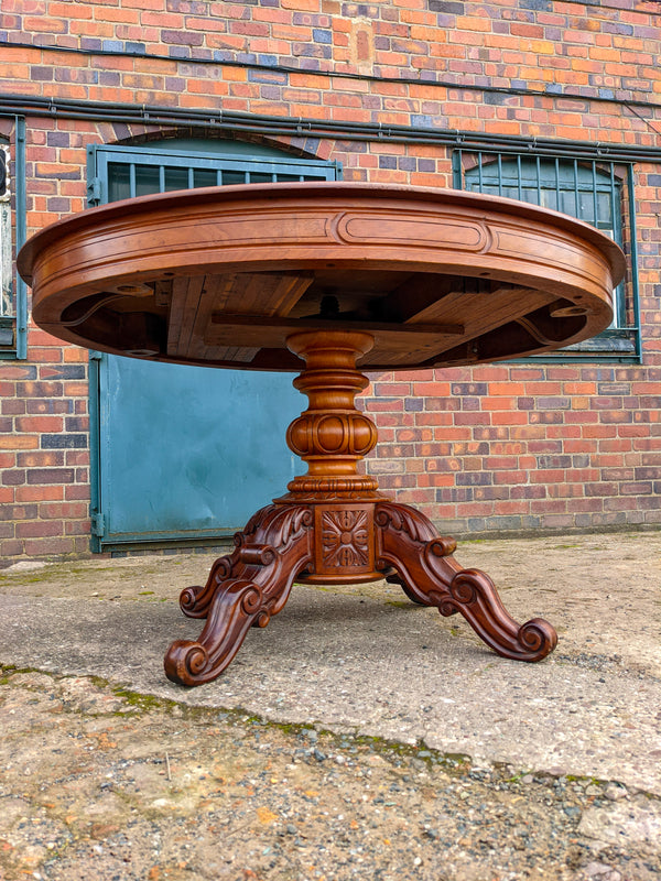 Large Extending Victorian Mahogany Oval Pedestal Table