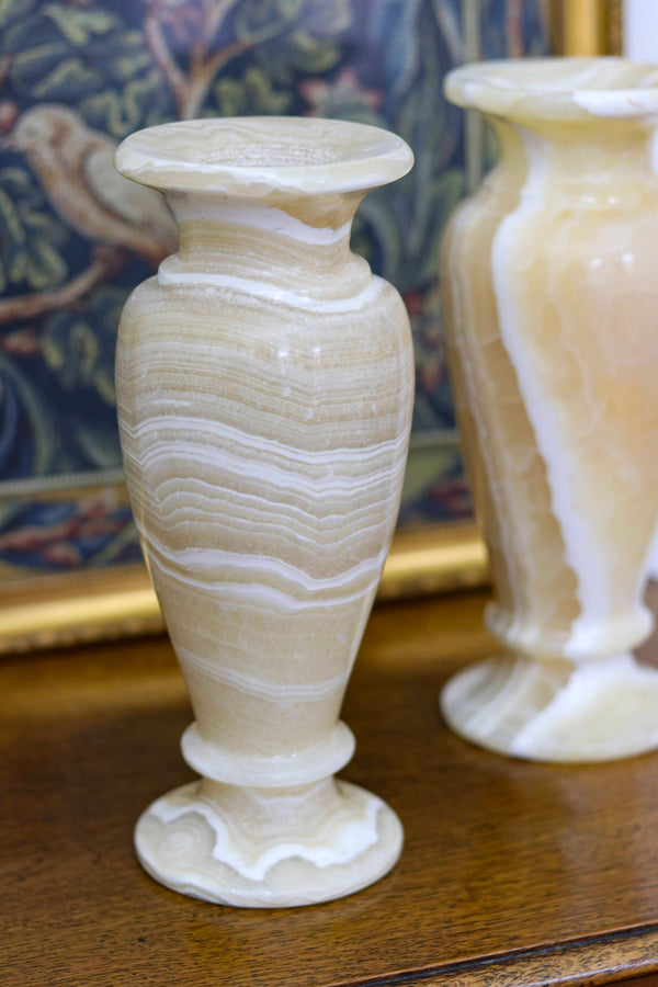 Pair of Vintage Alabaster Stone Vases